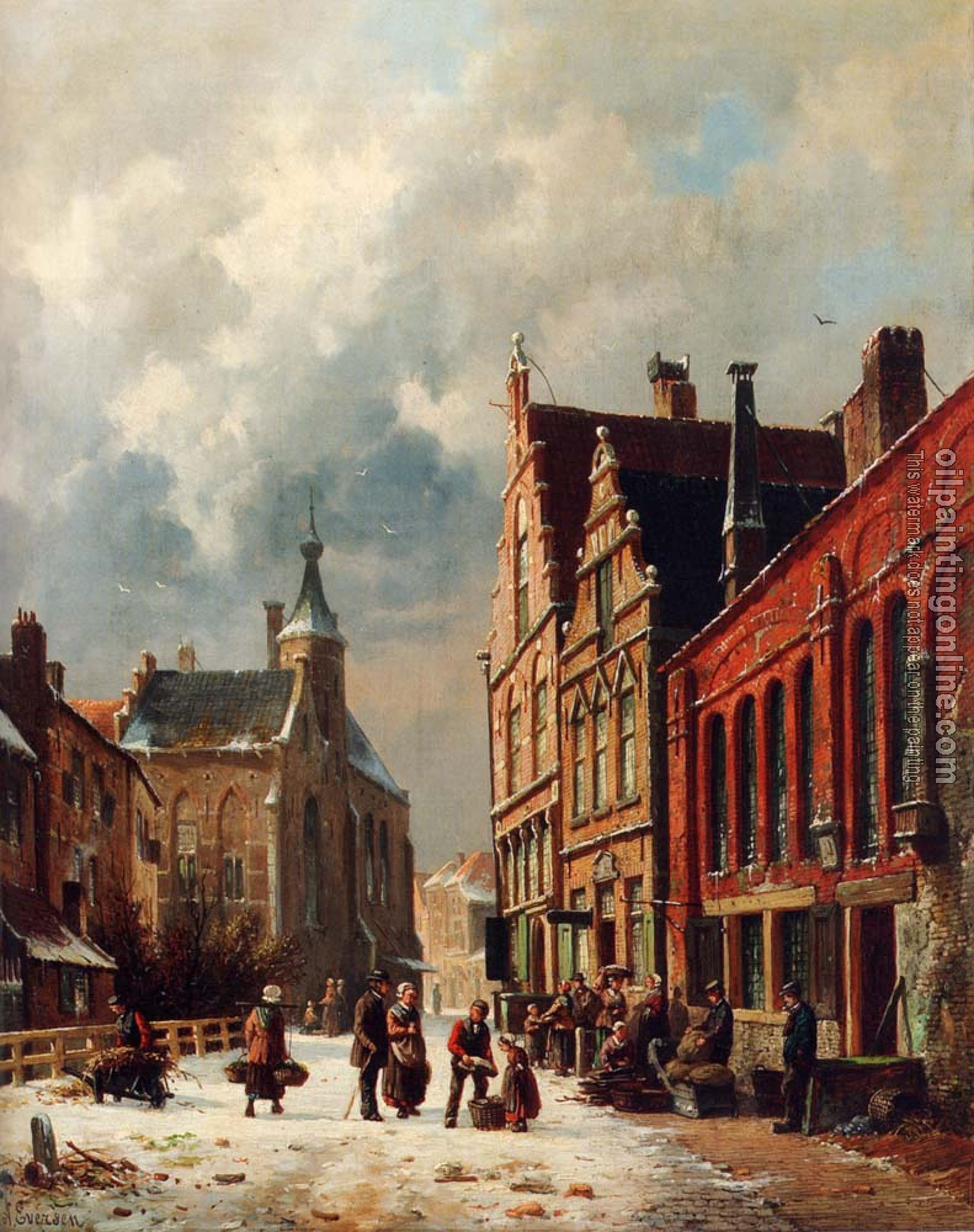 Eversen, Adrianus - A View In A Town In Winter
